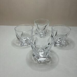 Mikasa Motion Crystal Double Old Fashioned Glasses Set of 4 – Swirl Square Base